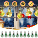 1Pc 13.78FT Christmas Snow Globe String Light Battery Powered 10 LED Bulbs Indoor Christmas Lights With Pine Needles Snowflakes Berries EX-STOCK
