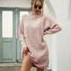 Winter Solid Knitted turtleneck sweater dress Mini - EX-STOCK CANADA