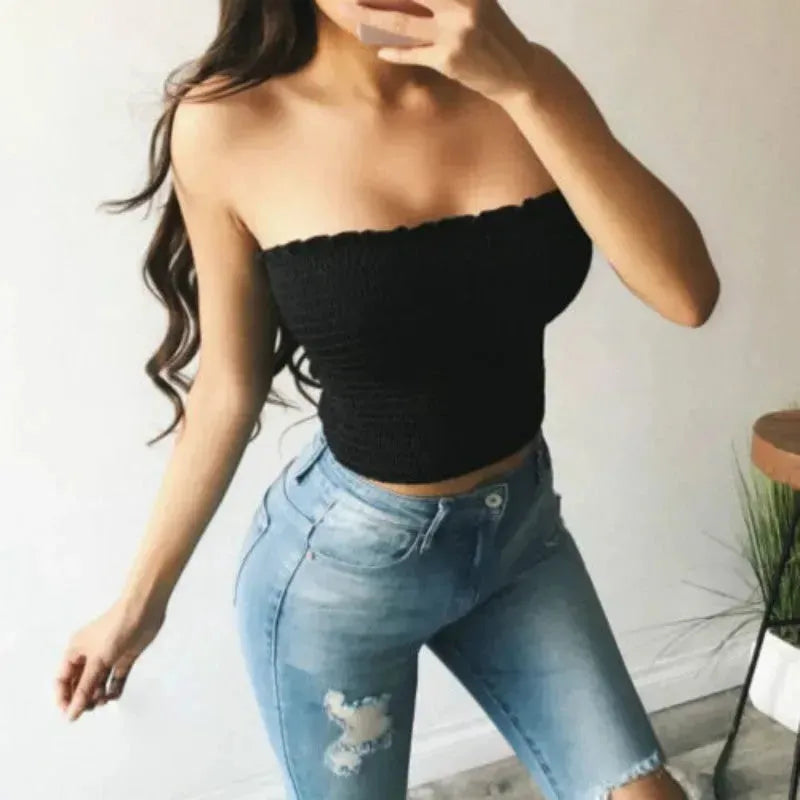 Sexy Fashion Summer Skinny Women Sleeveless Crop Tops Backl - EX-STOCK CANADA