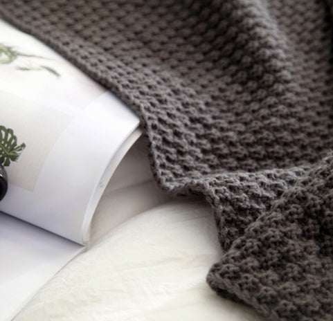 Nordic fringed knit ball blanket wool blanket office air conditioning lunch break blanket shawl blanket sofa leisure blanket blanket EX-STOCK Canada 