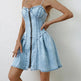 Chic Personality Street Splicing Sling Denim Mini Dress - EX-STOCK CANADA