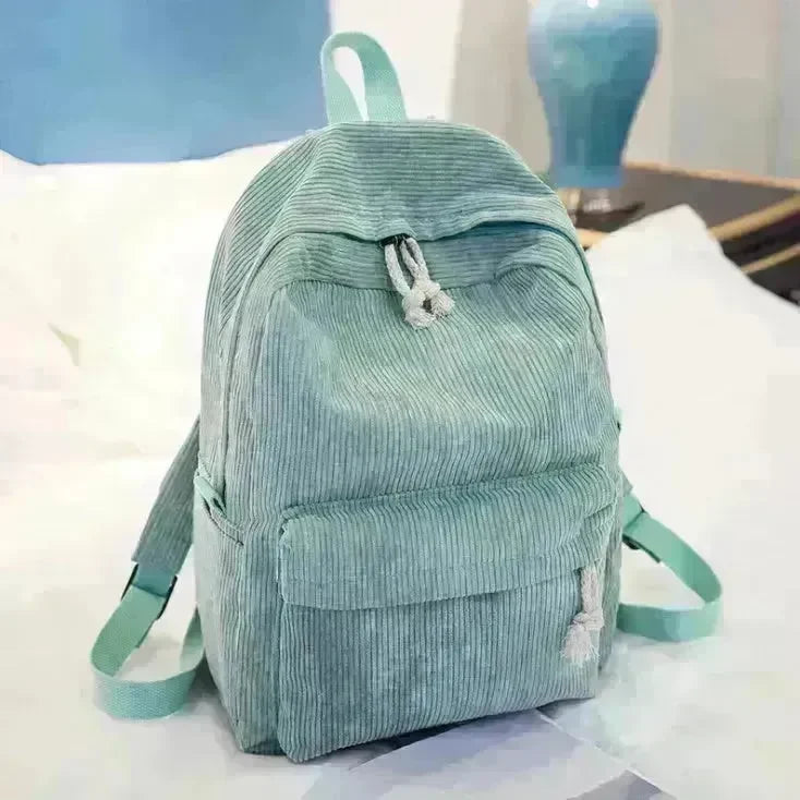 Corduroy Backpack Students Shoulder School Bags Bookbag - EX-STOCK CANADA