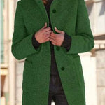 Women's New Vintage Solid Color Button-up Stand-up Collar Woolen Jacket - EX-STOCK Canada
