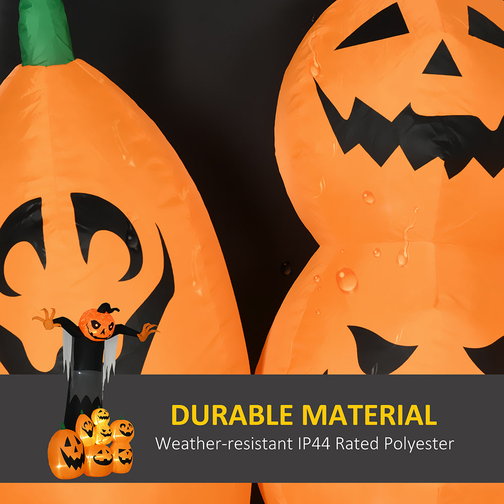 9ft Halloween Inflatables Outdoor Decorations, Pumpkin Ghost With Pumpkin Patch, Outdoor Giant Blow Up Yard Decor With Build-in LED For Garden, Lawn, Party, Holiday EX-STOCK