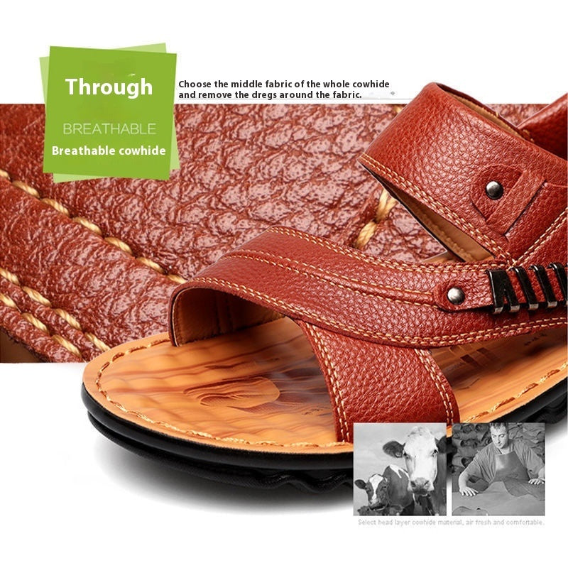 First Layer Cowhide Men's Sandals Summer Genuine Leather Sandals  EX-STOCK CANADA