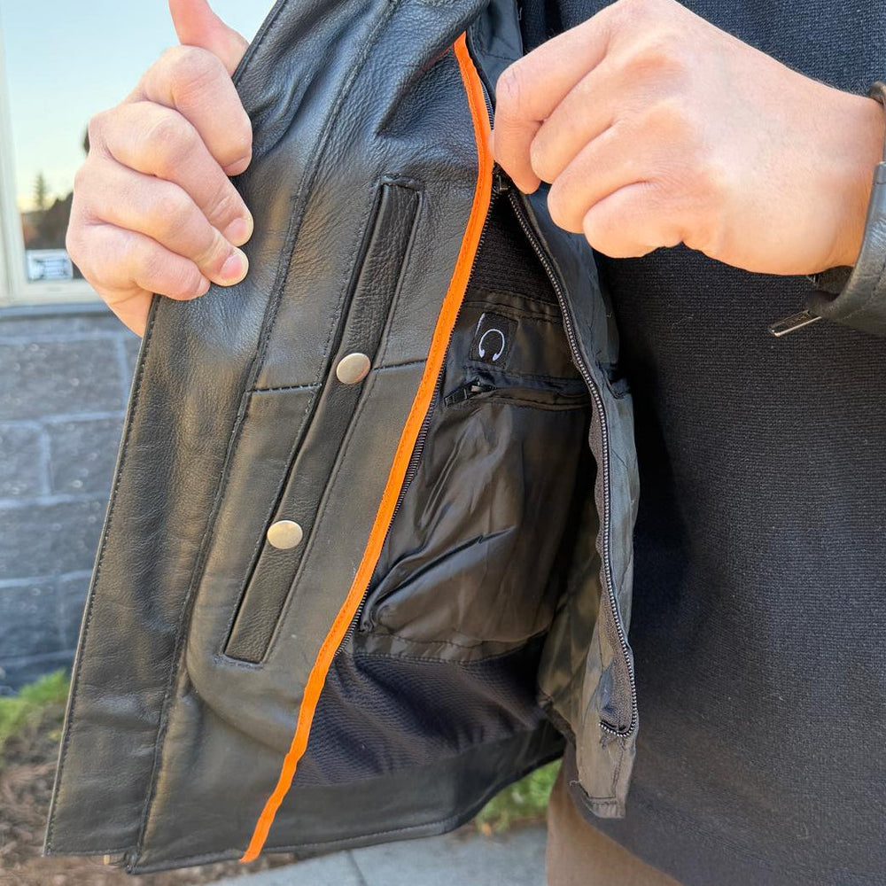 Unik International Men's Reflective Stripe Motorcycle Jacket 
