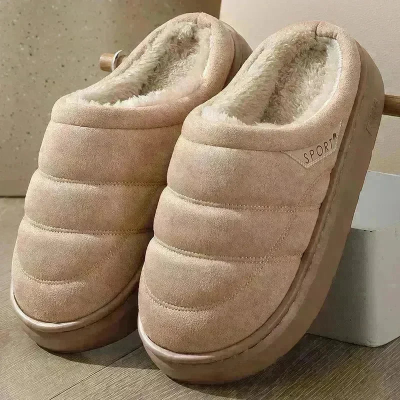 Fashion Solid Plush Slipper Winter Warm Indoor Floor Bedroom Home Slippers For Couple Thick-soled House Shoes Women Men - EX-STOCK CANADA