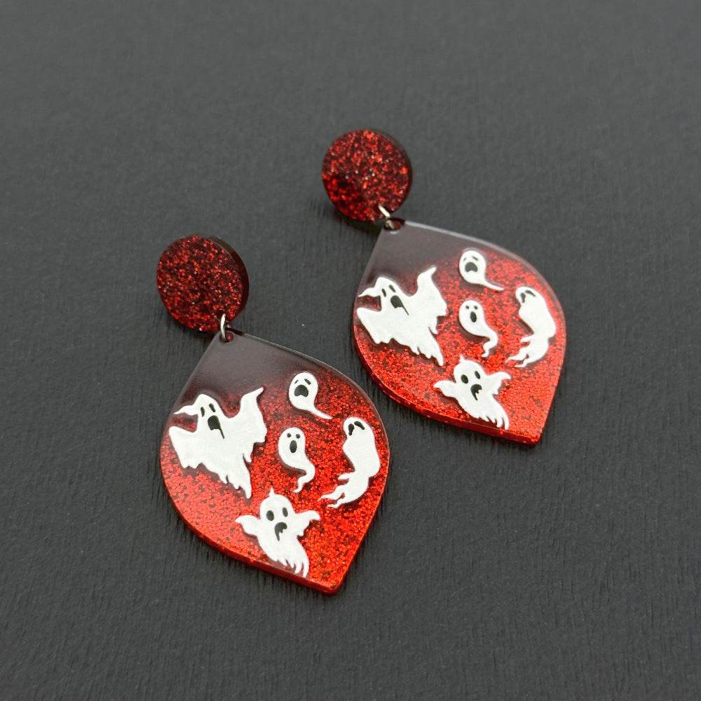 Halloween Day Ornament Colorful Ghost Eyes Funny Acrylic Earrings For Women - EX-STOCK Canada