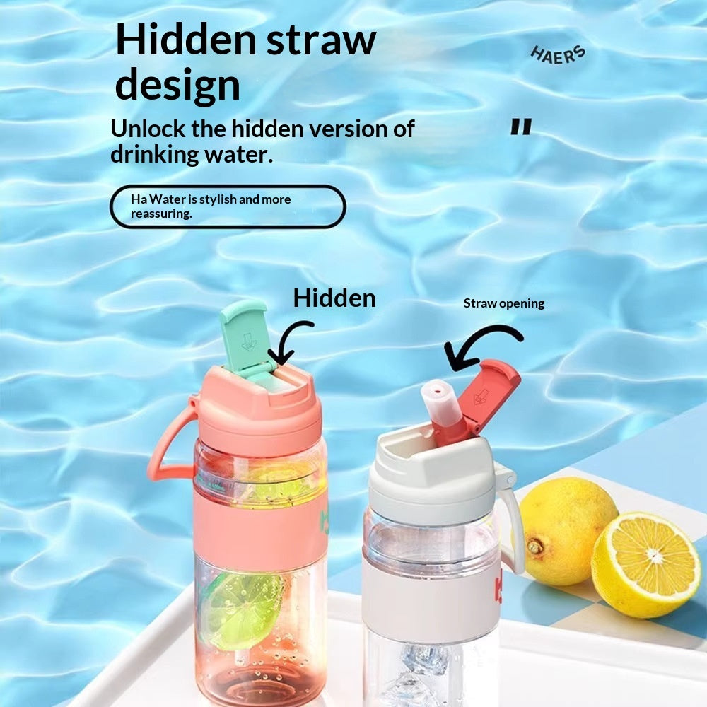 HAERS 850ml Tritan Water Bottle with Hidden Straw – BPA-Free, Heat-Resistant | 4 Colours