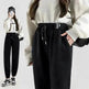 Fleece-lined Casual Harem Drawstring sweat Pants For Women - EX-STOCK CANADA