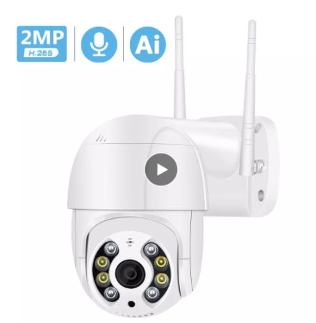 White 1080p WiFi PTZ Security Camera with Two-Way Audio
