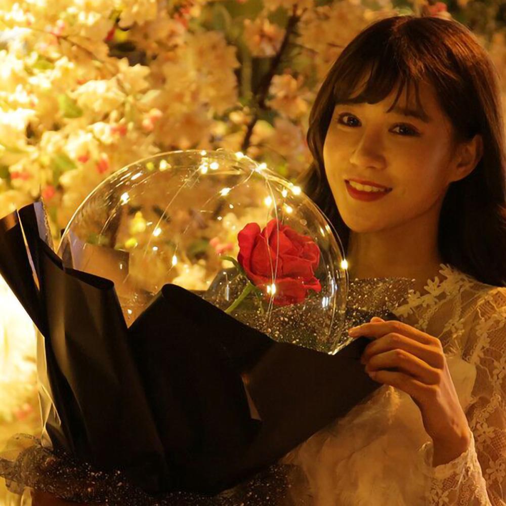 LED Luminous Balloon Rose Bouquet Transparent Bobo Ball Rose EX-STOCK Canada 