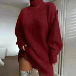 Winter Solid Mini Jumper Dress Turtleneck Sweater Dress - EX-STOCK CANADA