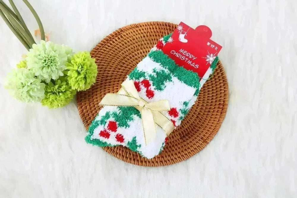 Winter Christmas Stockings Women's Thickened Bow Long Tube Fleece-lined - EX-STOCK CANADA
