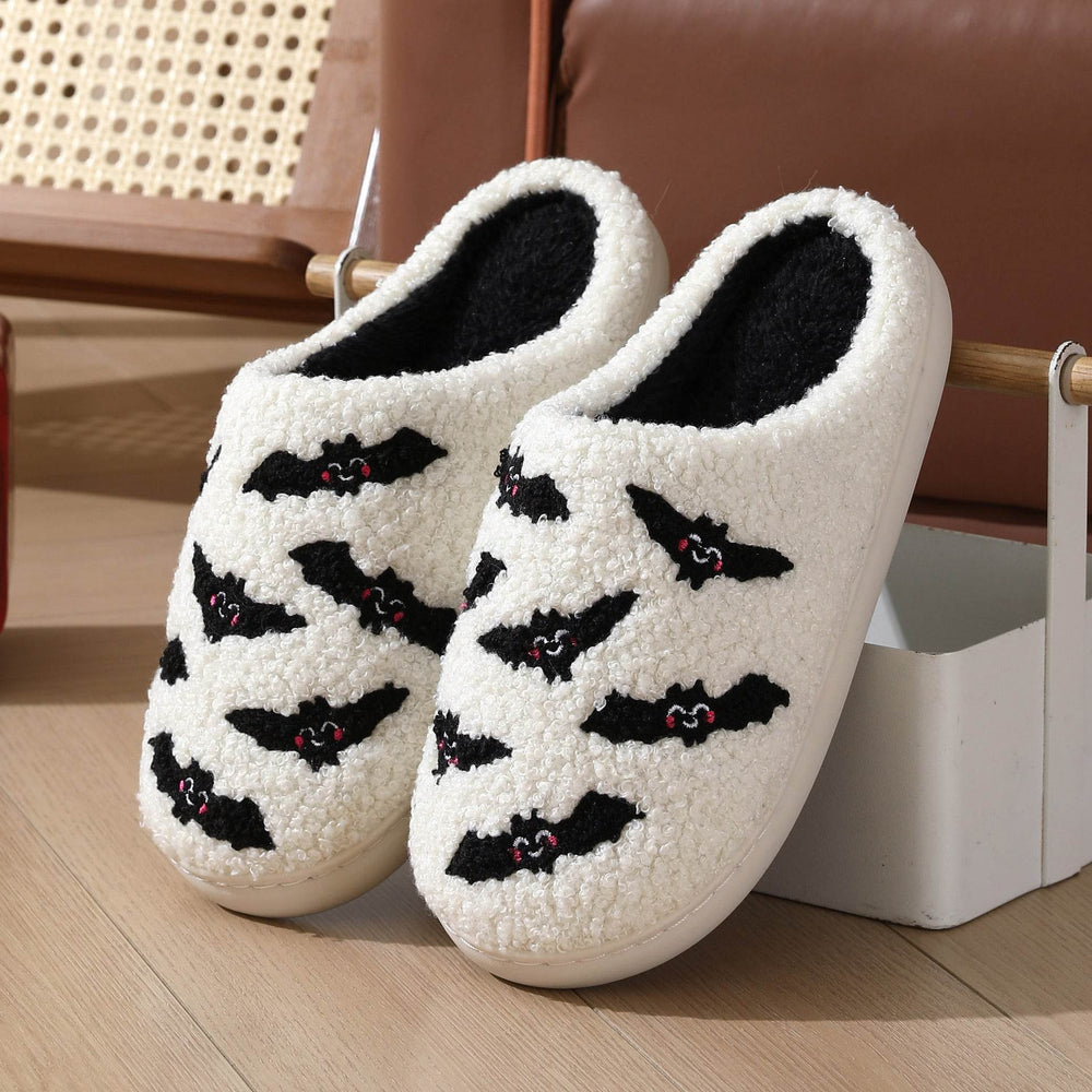 Halloween Skull Rose Slippers Winter Warm Indoor Floor Bedroom Home Slipper For Women EX-STOCK