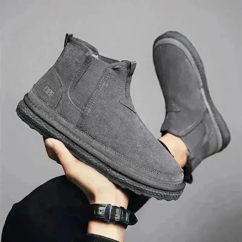 Winter Fleece Snow Boots Round-toed Flat Shoes Casual Warm Sports Shoes Men Ankle Boot