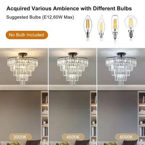 Large Black Crystal Chandelier, Contemporary Style Chandelier, Dining Room, Living Room, Bedroom - Bulb Not Included - EX-STOCK CANADA