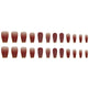 24-Piece 3D Gold-Plated Coffin Press-On Nails – Brown Gradient French Tips with Gel Glue & Nail File