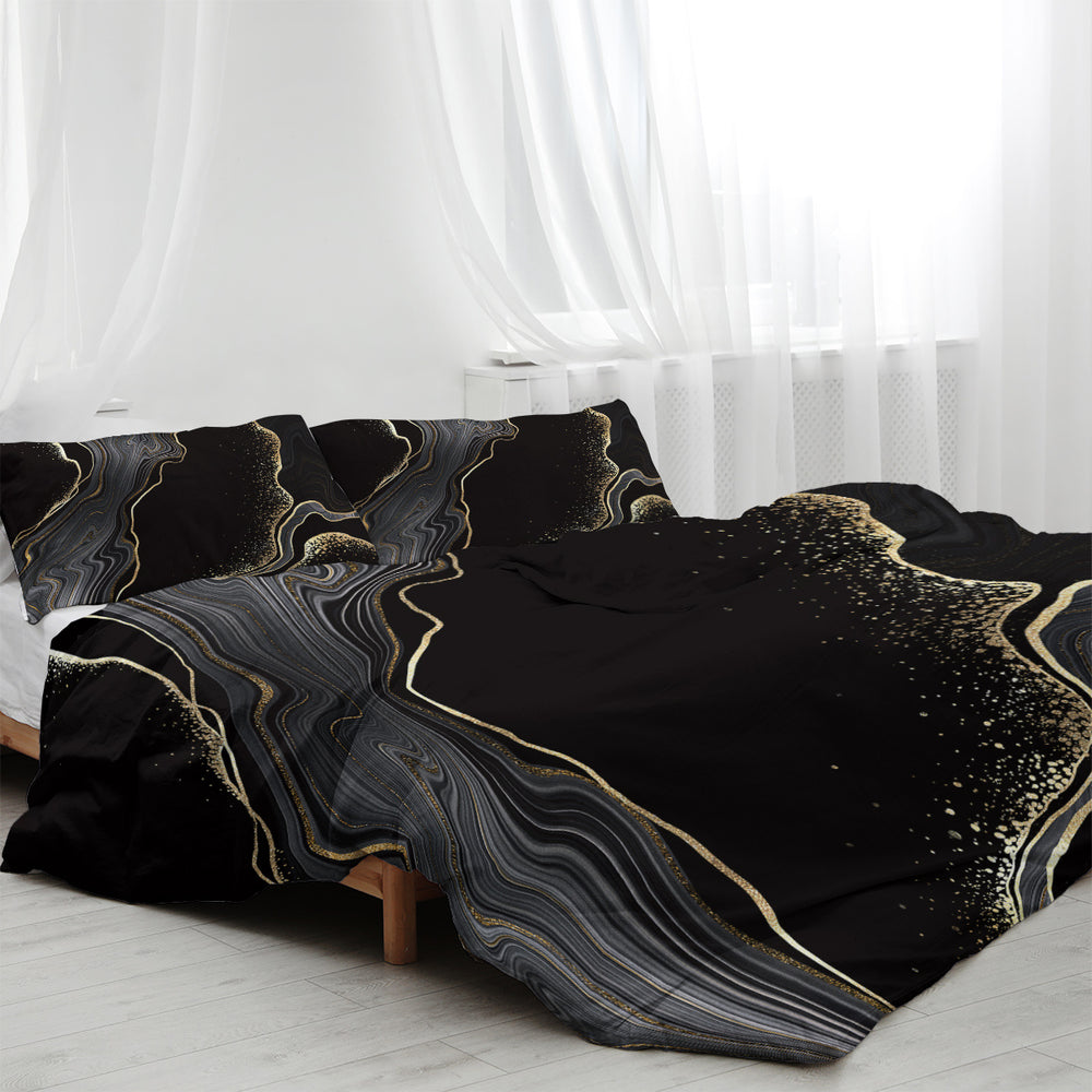 Black Gold Grey Marble Bedding Watercolor Marble Duvet Cover Set Abstract Chic Printed Design Quilt Cover Single 1 Duvet Cover 2 Pillowcases EX-STOCK Canada 