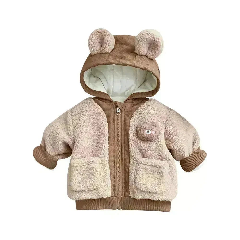 Children's Winter Jacket Korean-style Cute Bear Plus Velvet Cotton-padded Coat - EX-STOCK CANADA