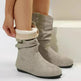 Round Toe Flat Boots Fashion Solid Color Suede Mid-calf Boot Winter Warm Shoes For Women - EX-STOCK CANADA