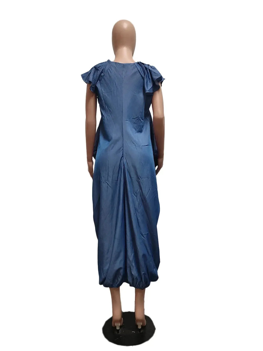 Fashion Faux Denim Large Pocket Loose Dress - EX-STOCK CANADA
