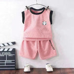 Children's Vest Suit Western Style Sleeveless Waffle two piece for boys casual wears for boys.