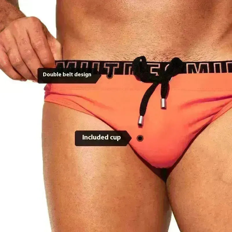 Nylon Triangle Low Waist Swimming Brief Trunks underwear men