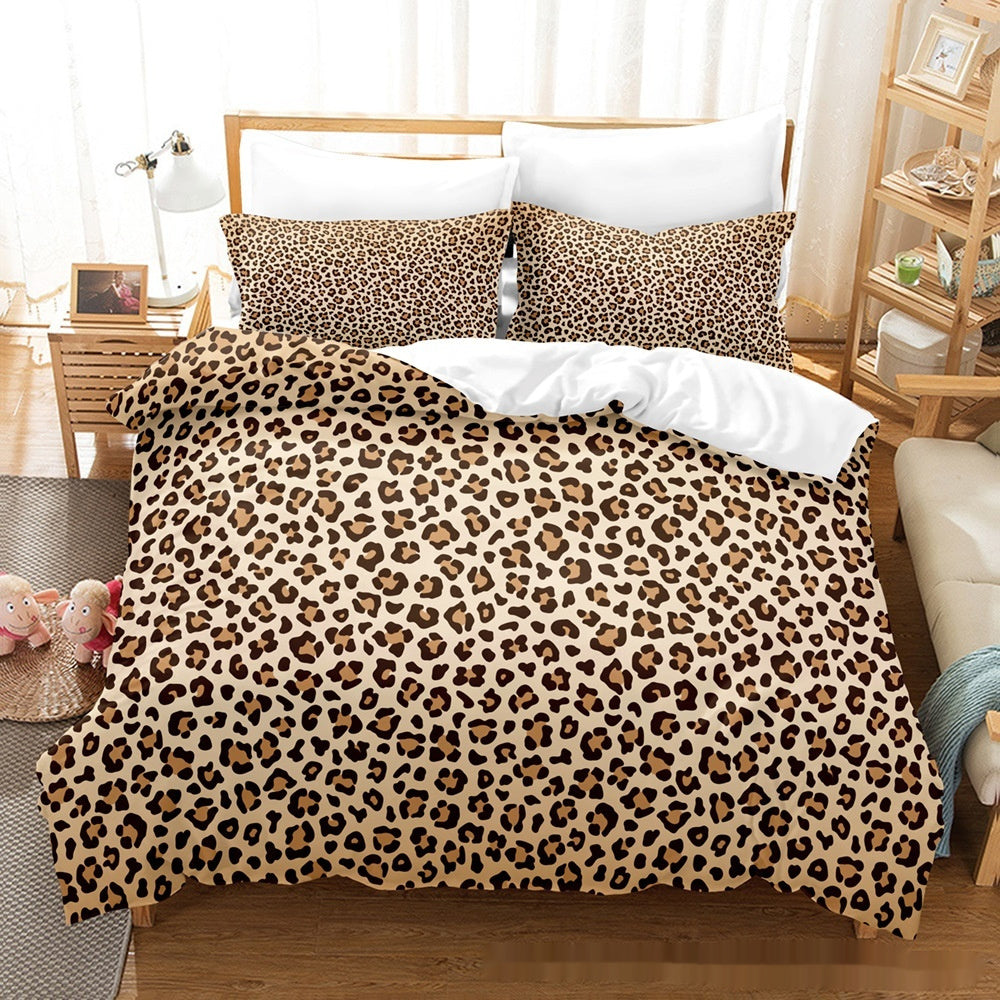 Printed Home Textile Animal Fur Grain Duvet Cover Pillowcase Three-piece Set EX-STOCK Canada 