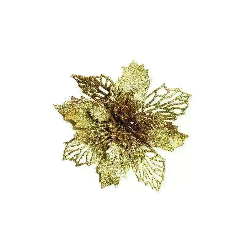 Glitter Artifical Christmas Flowers Christmas Tree Decorations For Home Fake Flowers Xmas Ornaments New Year Decor - EX-STOCK CANADA