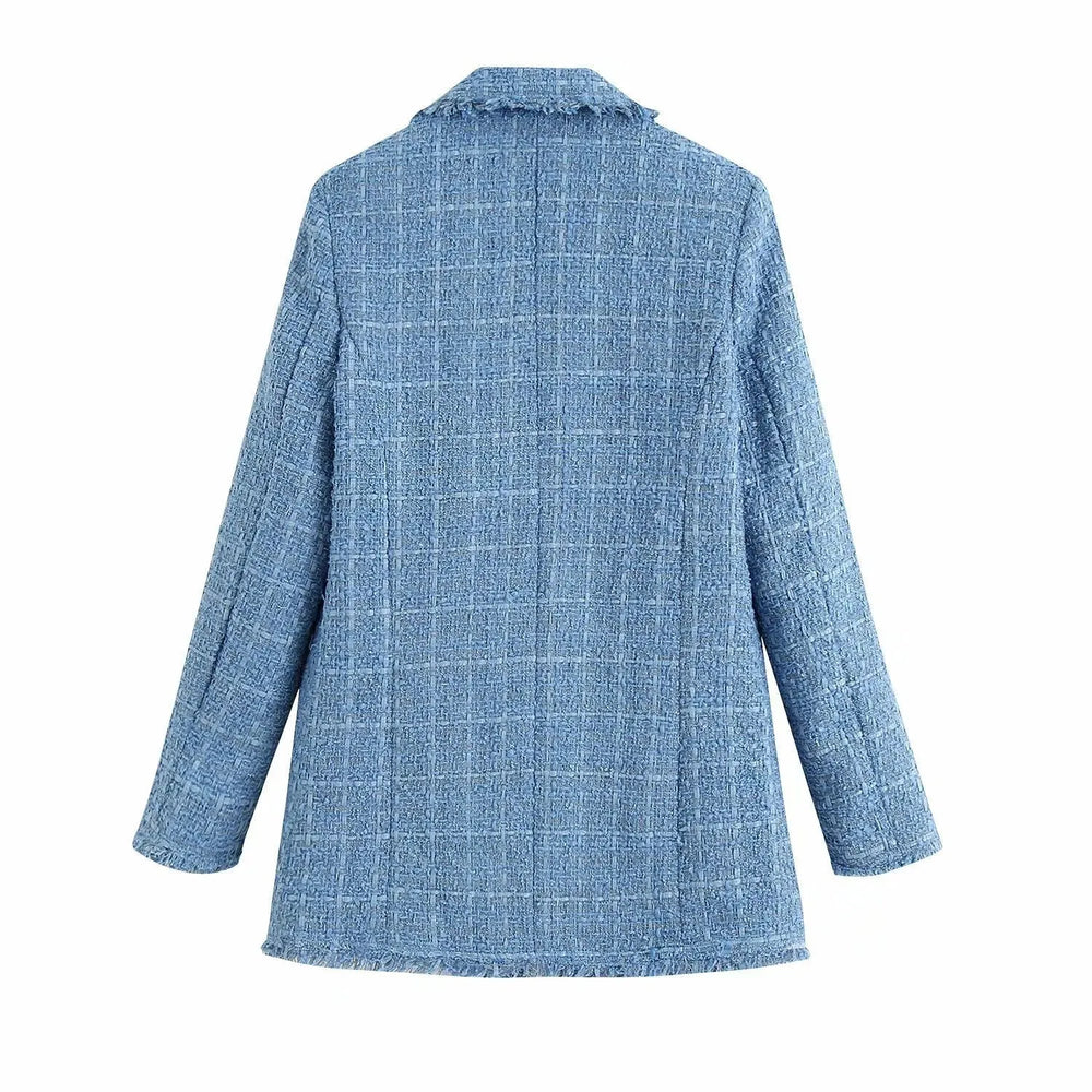 Retro loose suit tweed women's blazer jacket casual women streetwear - EX-STOCK CANADA
