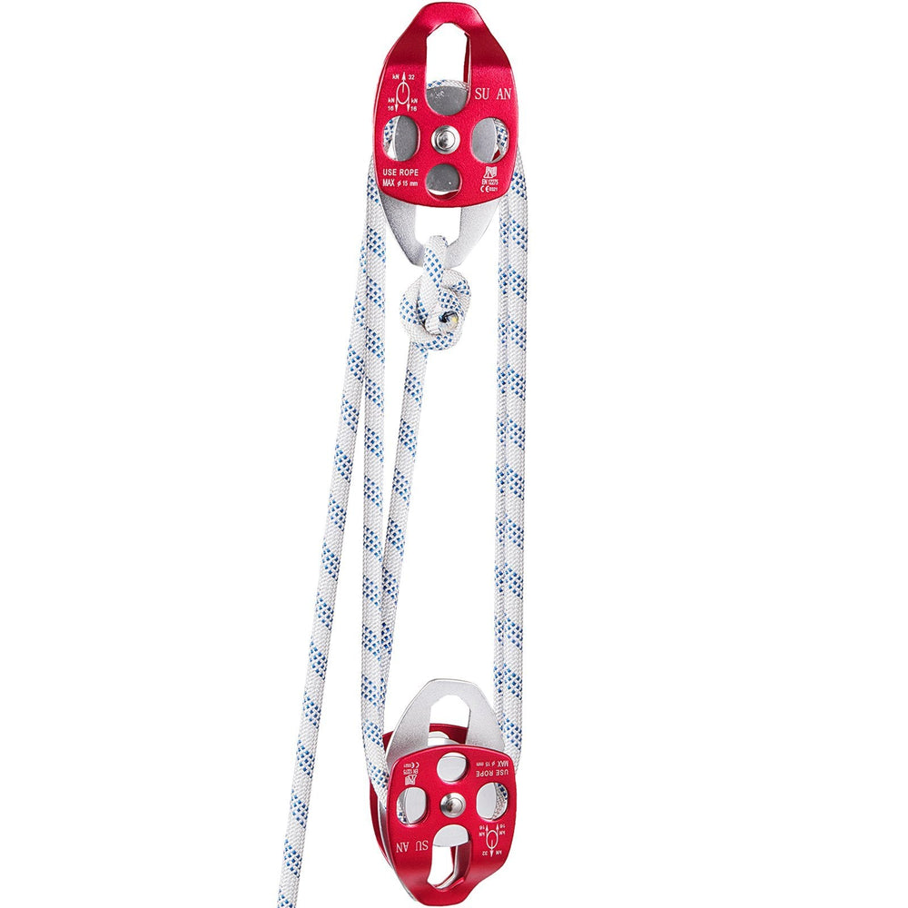 Twin Sheave Block And Tackle 1 2 X 200Ft Twin Sheave Block With Braid Rope 30-35KN 6600-7705LBS Double Pulley Rigging EX-STOCK