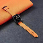 Suitable For  Iwatch SE Strap Lychee Pattern Oil Wax Leather Strap New Silicone Leather Strap - EX-STOCK CANADA