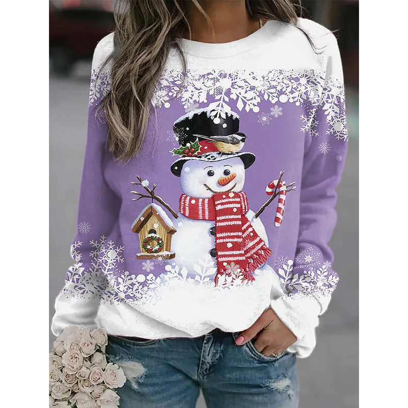 Snowman Printed Panel Loose Sweater EX-STOCK Canada 