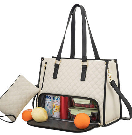 Convenient Commute New Lunch Bag Women's Insulated Lunch Box Women's Leak-proof Large Purse Diagonal Computer Storage EX-STOCK