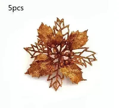 Glitter Artifical Christmas Flowers Christmas Tree Decorations For Home Fake Flowers Xmas Ornaments New Year Decor - EX-STOCK CANADA