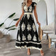 Women's Summer Flowy Maxi Dress Casual Cap Sleeve V Neck Smocked Waist Beach Sundress EX-STOCK