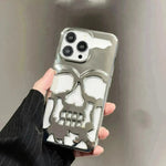 Luxury 3D Skull Metálico Metálico Gótico Caja de teléfono compatible con Apple