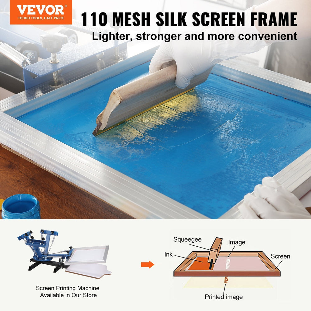 Screen Printing Kit, 4 Pieces Aluminum Silk Screen Printing Frames, 20x20inch Silk Screen Printing Frame With 110 Count Mesh, High Tension Nylon Mesh And Sealing Tape For T-shirts DIY Printing EX-STOCK