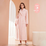 Autumn And Winter Thickened Cotton Velvet Nightgown Men's Winter Plus-sized Plus Size Light Luxury Couple Bathrobe Women's Extended Pajamas