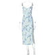 Women's Floral Spaghetti Strap Cami Dress Lace Trim Side Slit Bodycon Midi summer Dress - EX-STOCK CANADA