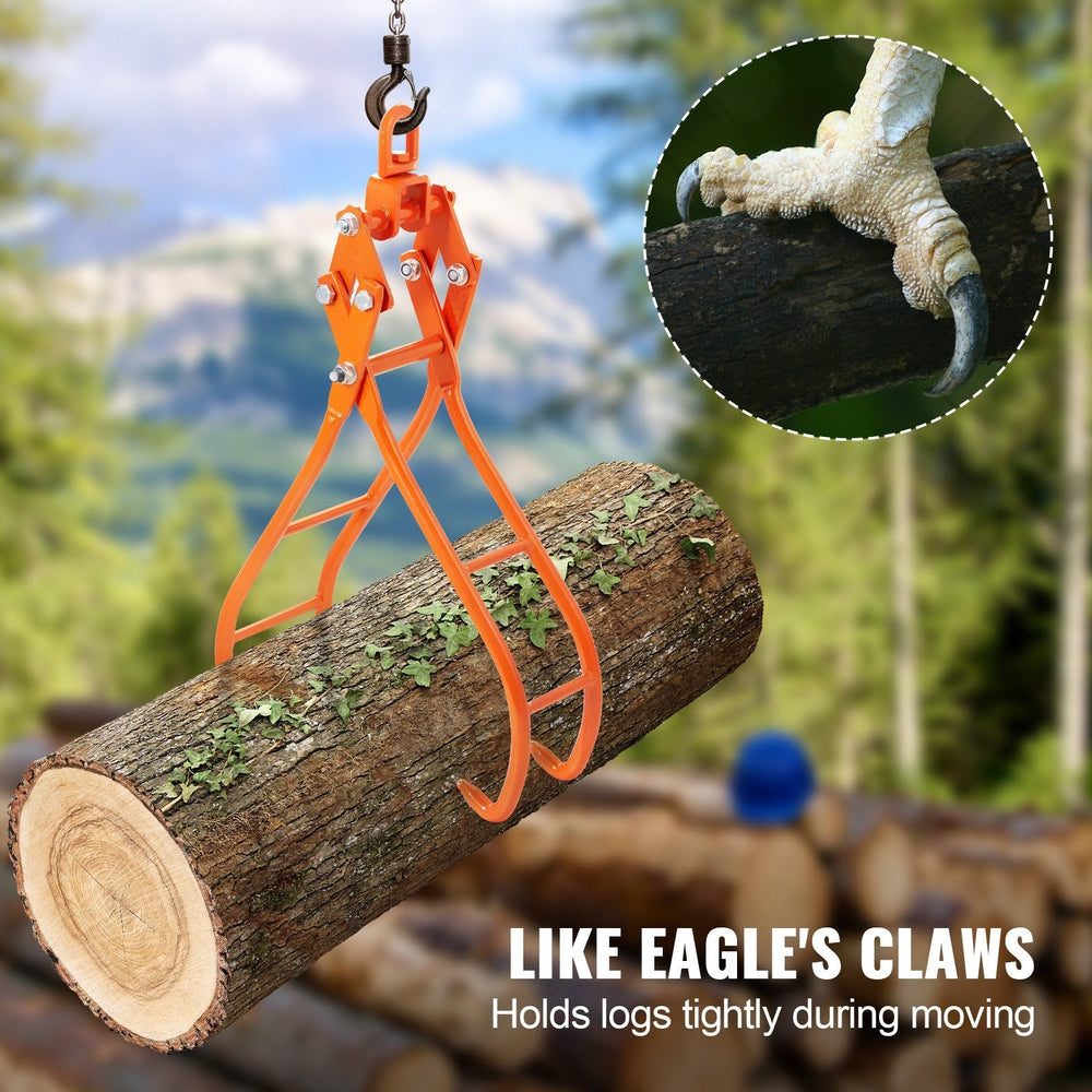 Timber Claw Hook, 36 Inch 4 Claw Log Grapple For Logging Tongs, Swivel Steel Log Lifting Tongs, Eagle Claws Design With 3307 Lbs 1500 Kg Loading Capacity For Tractors, ATVs, Trucks, Forklifts EX-STOCK