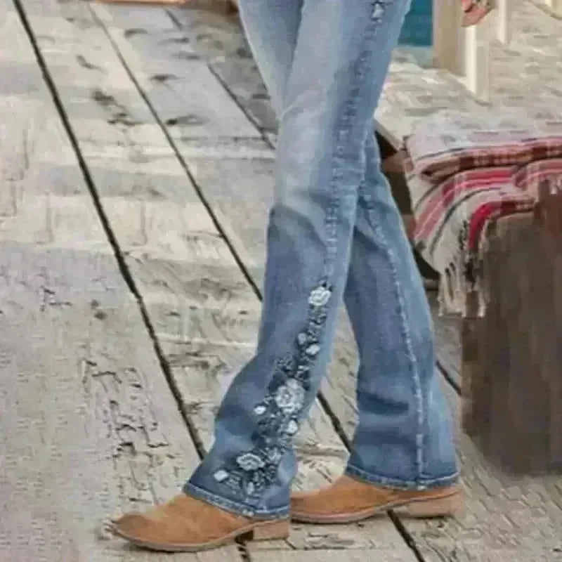 Women's Embroidered Bootcut Slim Fit Jeans - EX-STOCK CANADA