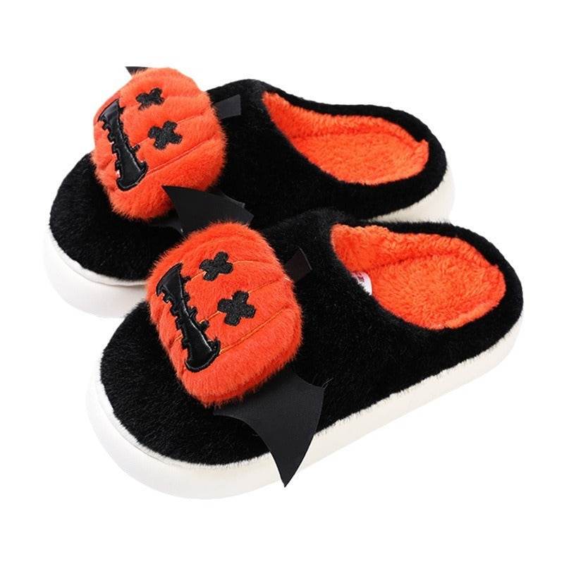 Halloween Cartoon Funny Pumpkin Slippers With Small Wings Design Indoor Non-slip Bedroom Floor Cotton Slipper Winter House Shoes Couple - EX-STOCK Canada