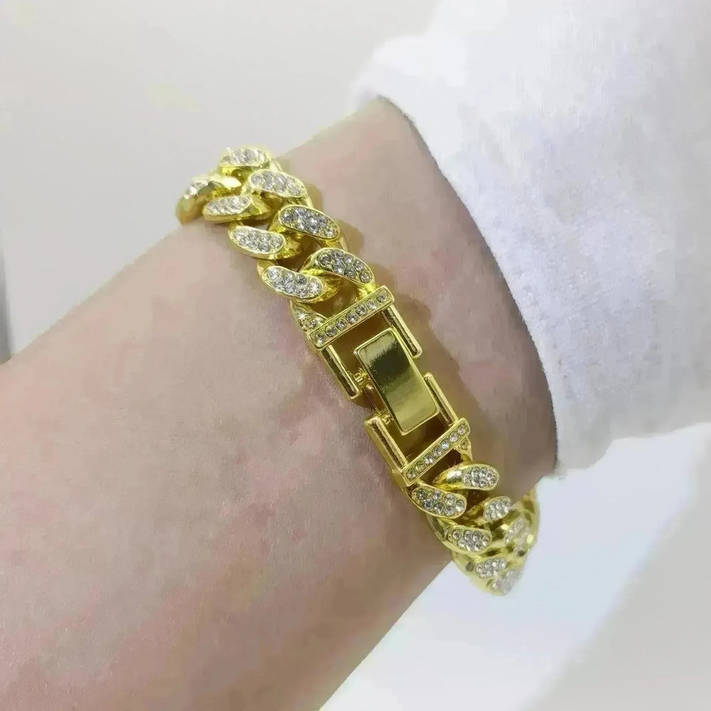 Flat Cuban Link Chain Diamond Bracelet - EX-STOCK CANADA