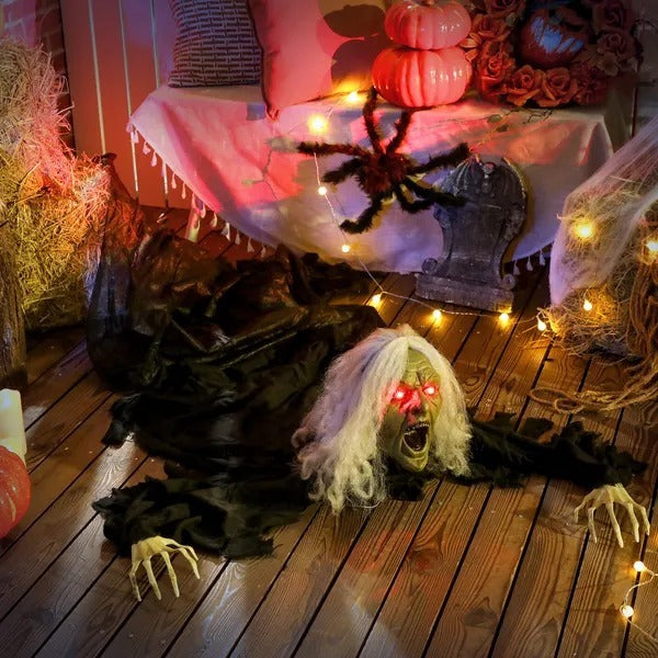 72 Life Size Halloween Animated Crawling Zombie With Glowing LED Eyes, Battery Operated, Indoor Outdoor Party Props EX-STOCK Canada 