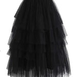 Summer Long Wave Ruffle Layered Ruched High Waist Midi tulle Skirt - EX-STOCK CANADA