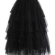 Summer Long Wave Ruffle Layered Ruched High Waist Midi tulle Skirt - EX-STOCK CANADA