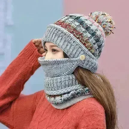 Fall Winter knitted Woolen Balaclava Beanie hat for women - EX-STOCK CANADA