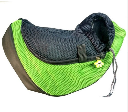 Green Pet Sling Carrier Bag – Breathable Mesh Shoulder Bag for Small Dogs & Cats | S & M | 5 Colours